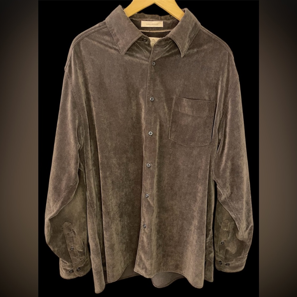 Vintage Mens Paradise Collection Luxury Microcord Long Sleeve Mocha Brown Large